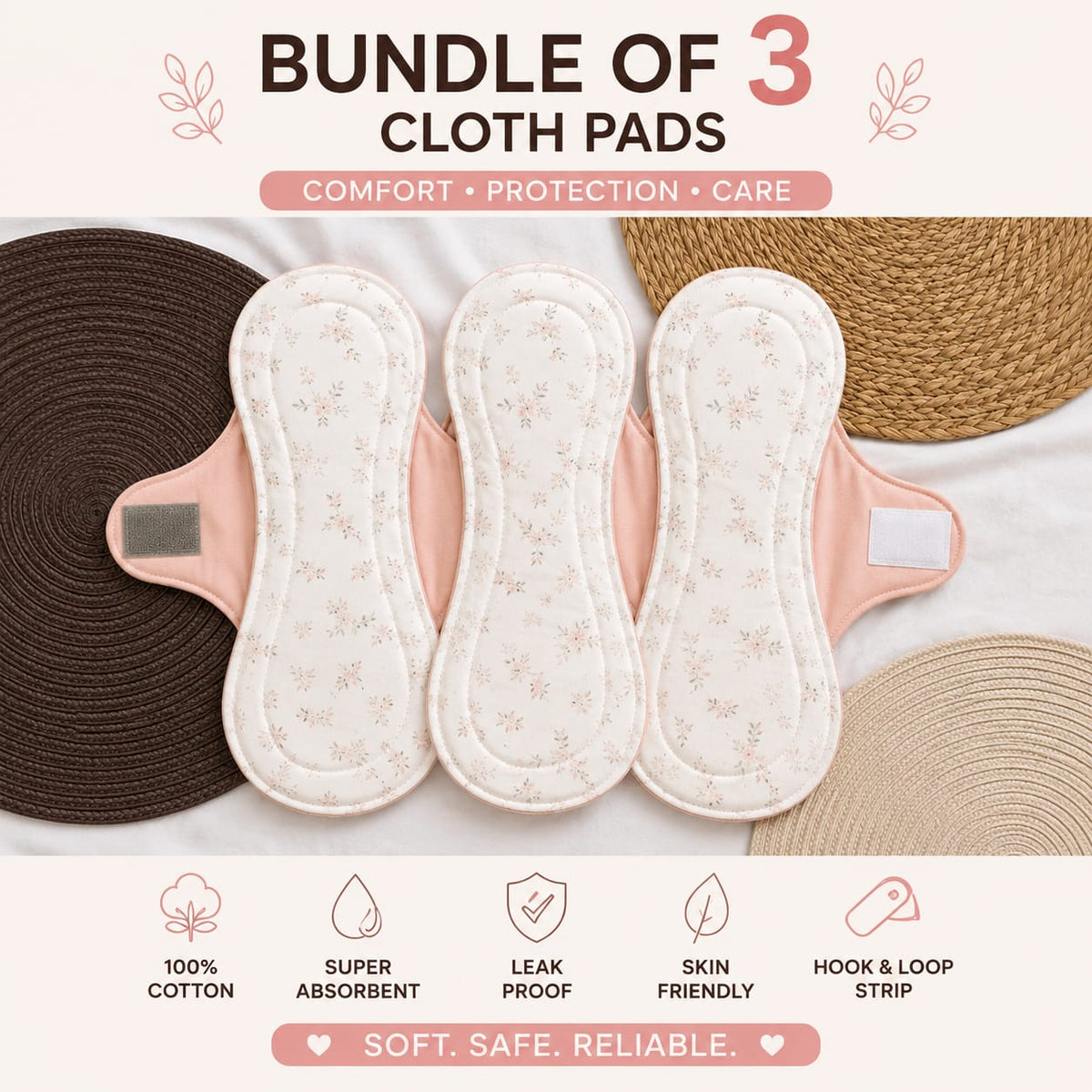 Women's Disposable  Cloth Pad - Rash Free - 100 % Cotton