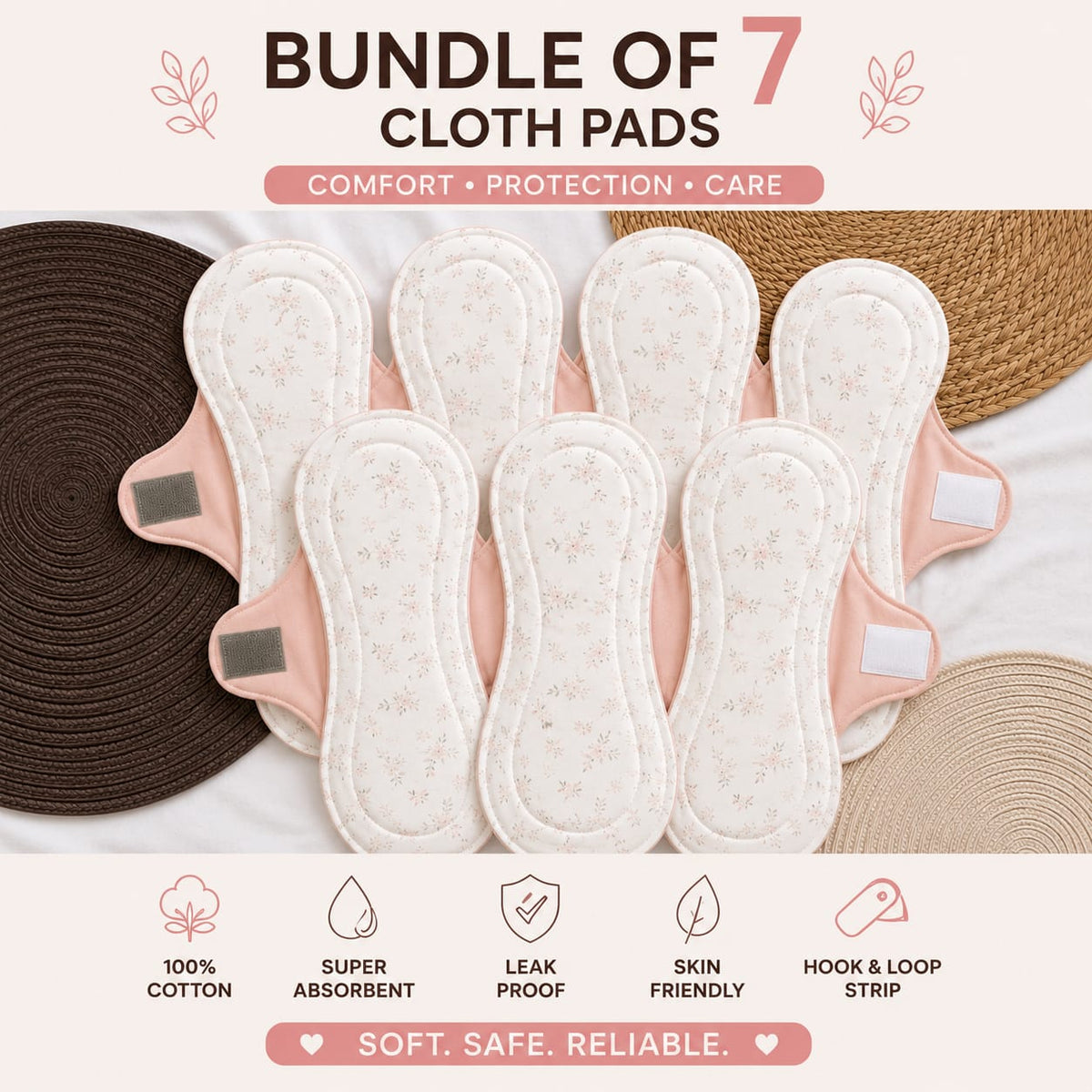 Women's Disposable  Cloth Pad - Rash Free - 100 % Cotton